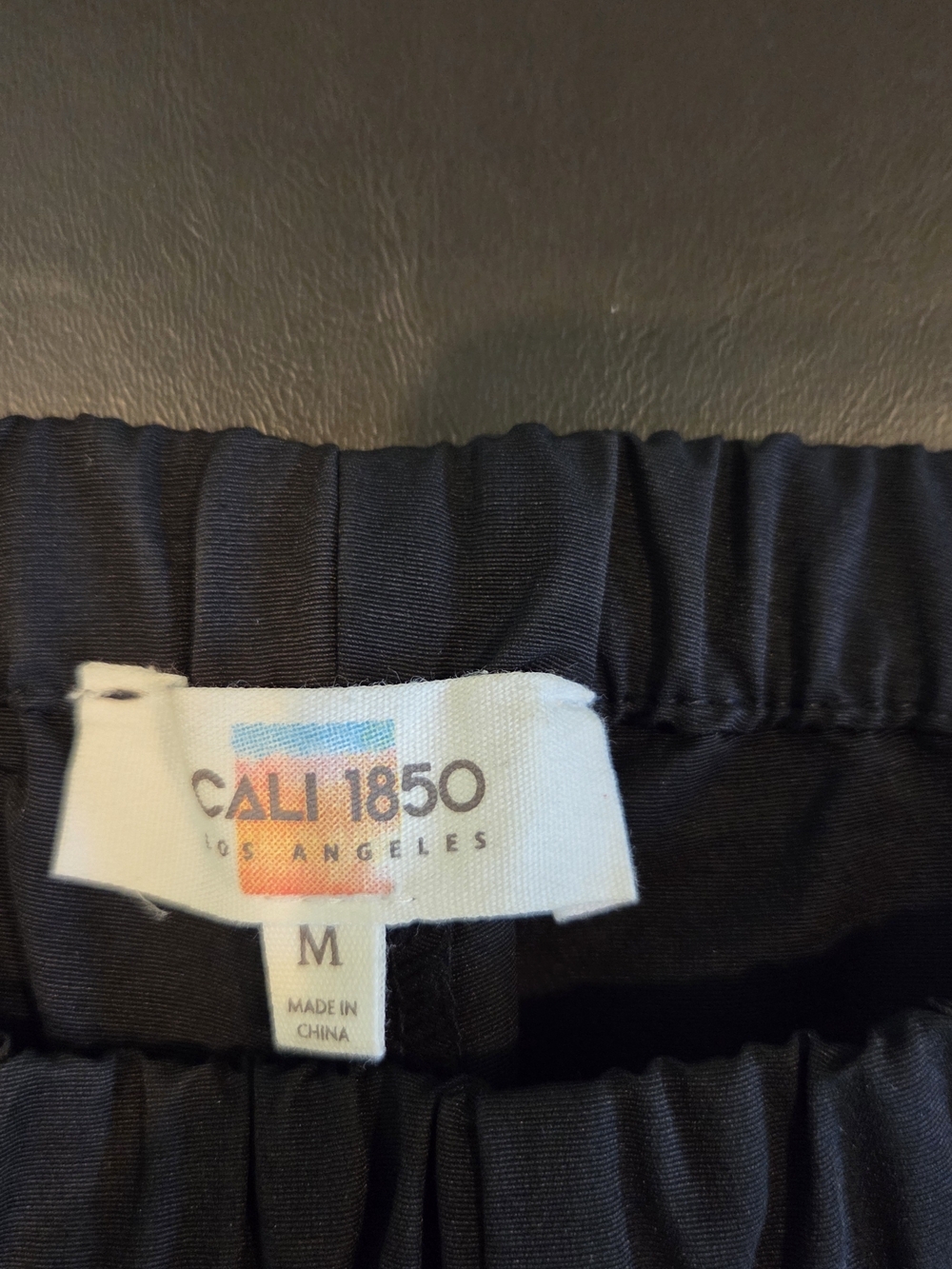 Cali 1850 Los Angeles Black Track Pants White Stripe Side Tie Wide Leg Size M - Picture 3 of 11